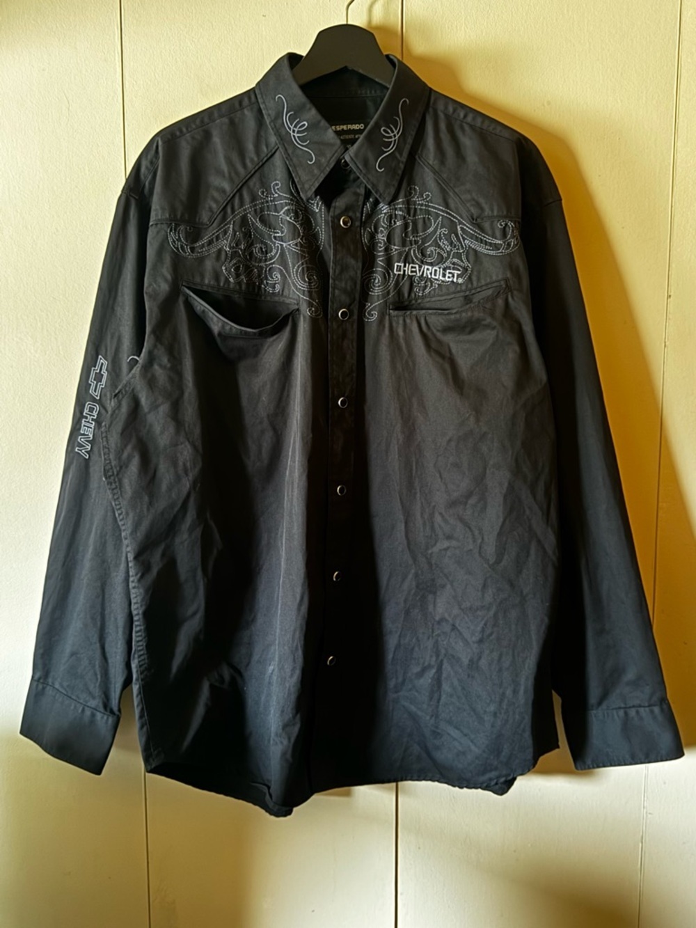 Chevrolet Black Western Embroidered Button-Up Shirt